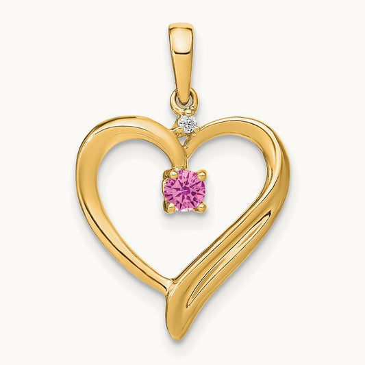 Created Sapphire and Diamond Heart Pendant — photo set