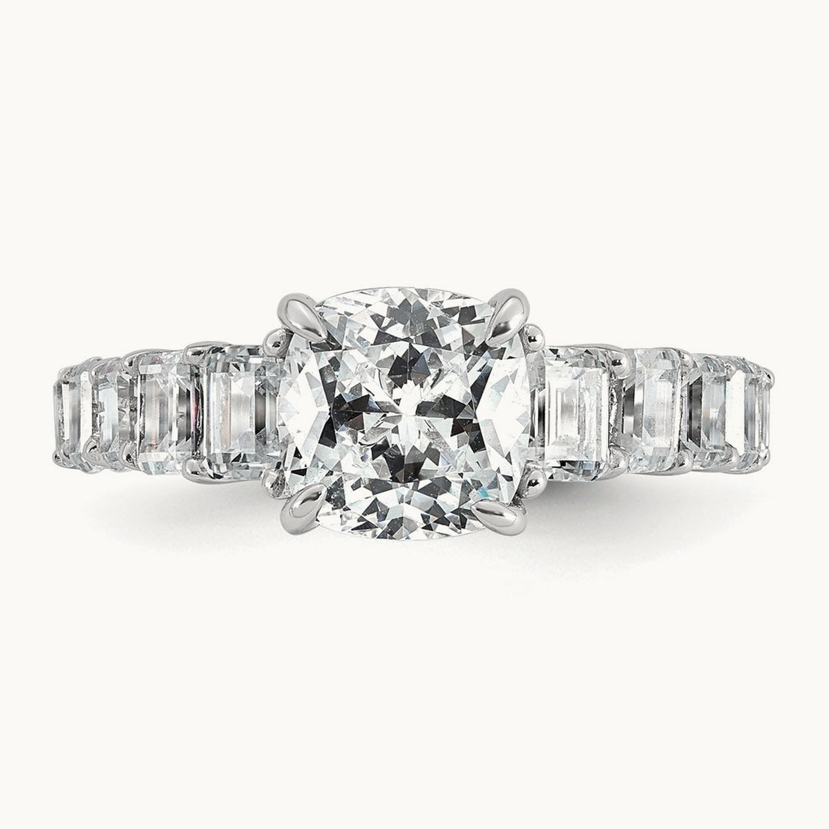 Cushion Engagement Ring, 3.25 ct tw Lab-Grown Diamond — 14K White Gold