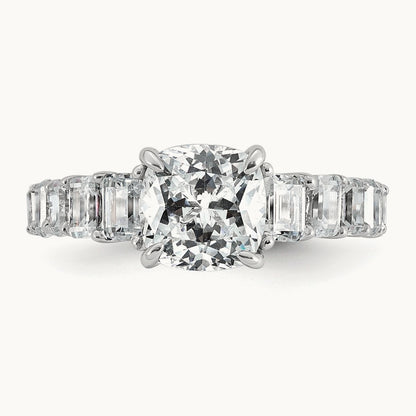 Cushion Engagement Ring, 3.25 ct tw Lab-Grown Diamond — 14K White Gold