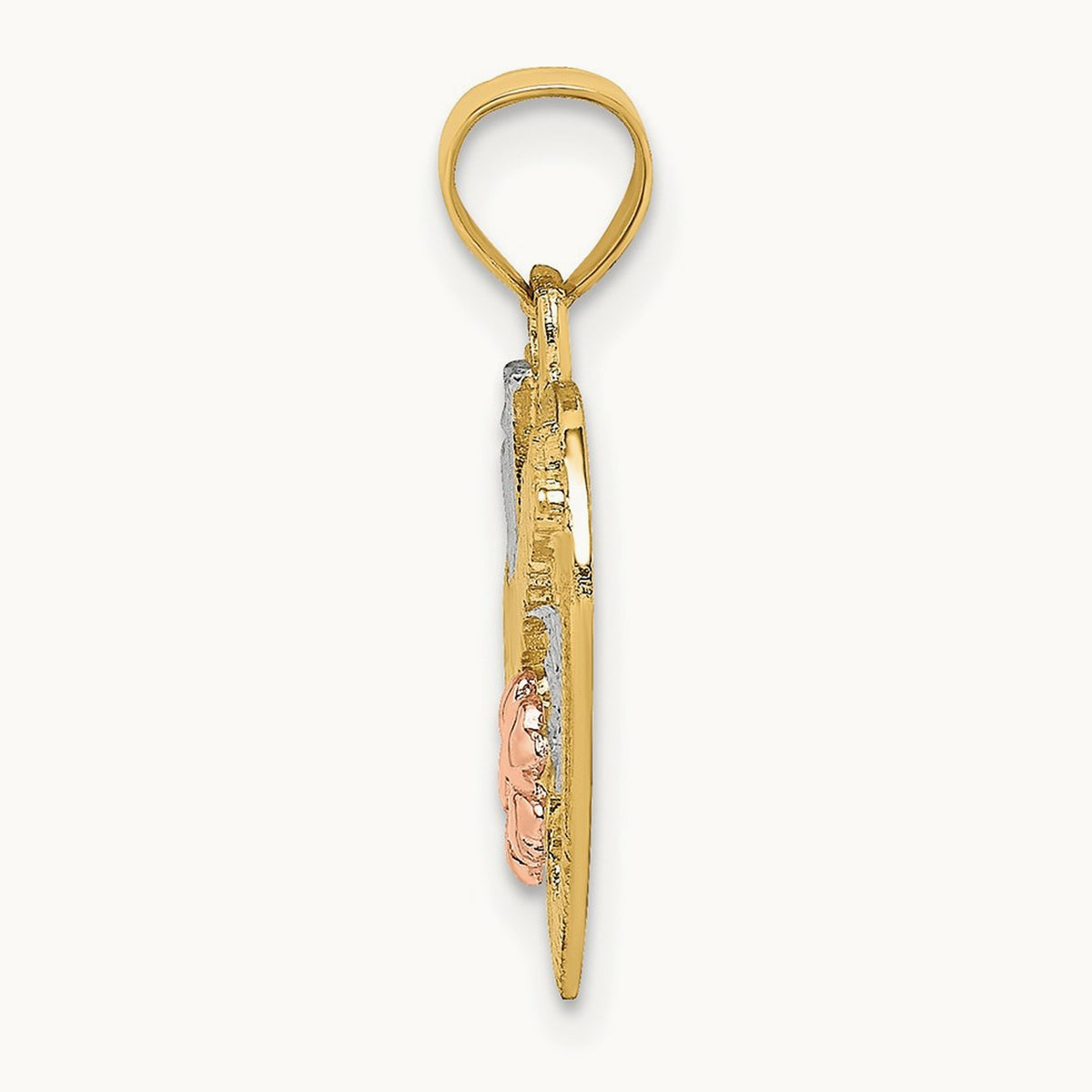 Rhodium #1 GRANDMA In Heart Charm, 14K Two-tone White