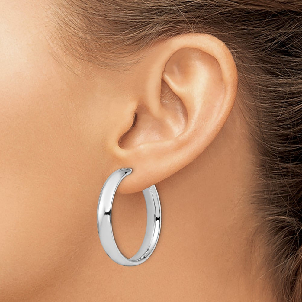 Rhodium-plated Half Round Tube Earrings — 6mm