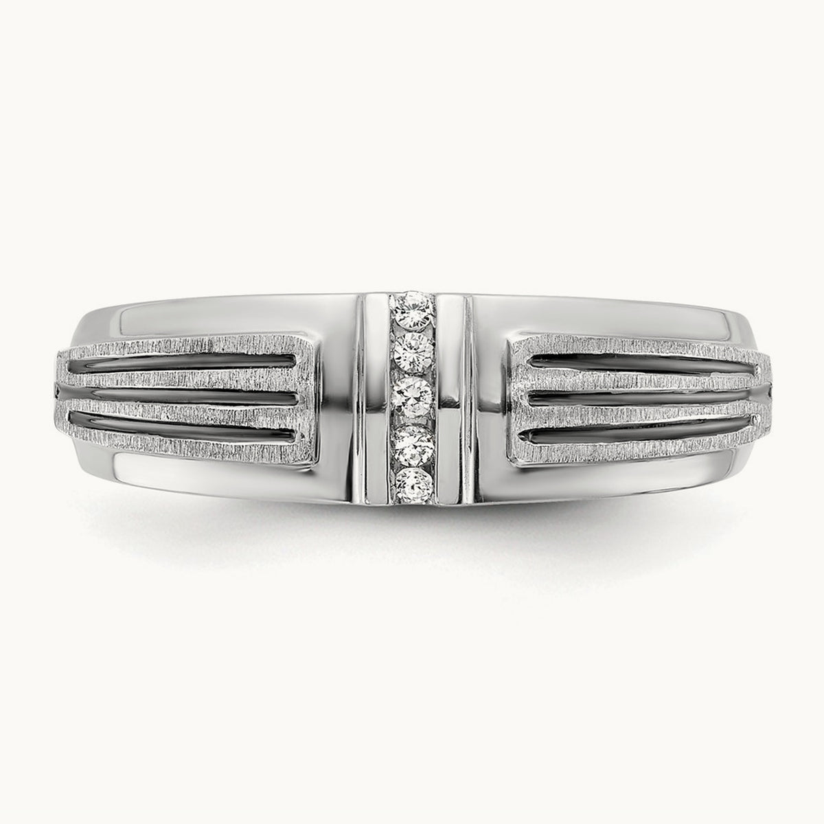 With Black RH 5 Stone Men's Ring, 0.05 ct tw Lab-Grown Diamond