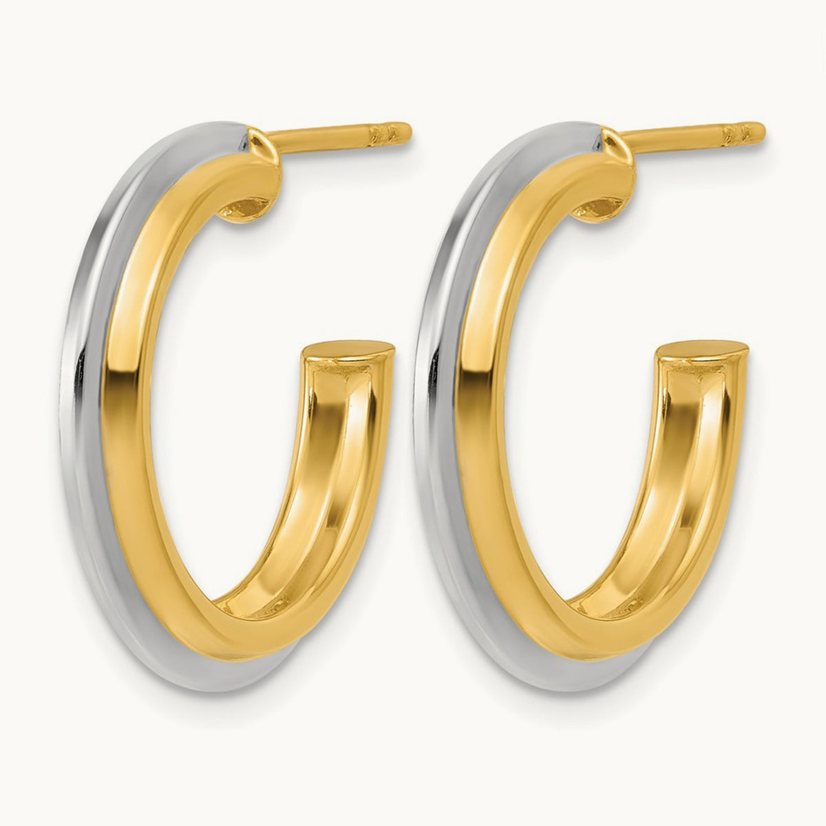w/ Polished and Grooved J-Hoop Post Earrings — Leslie's