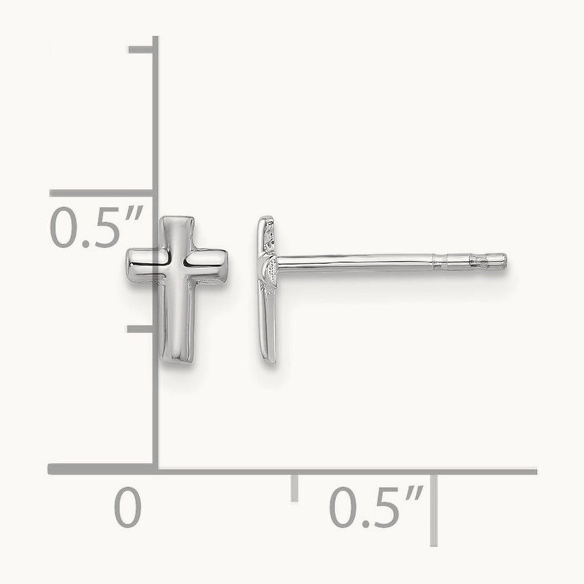 Polished Cross Post Earrings — 14K White Gold