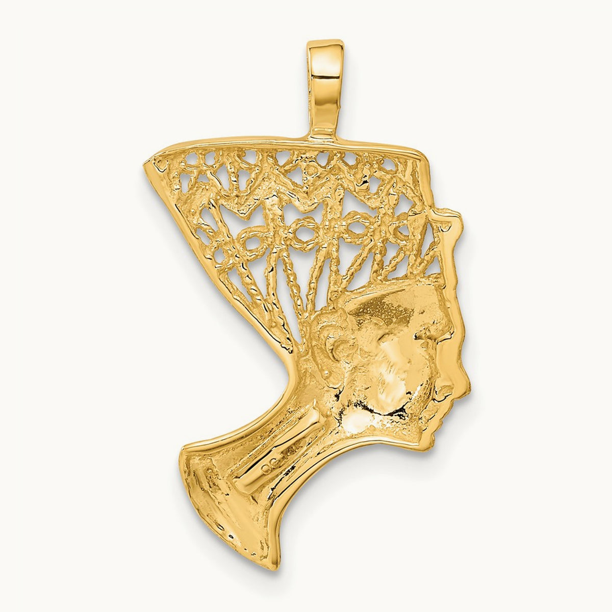 Satin & D/C Nefertiti Charm, 14K