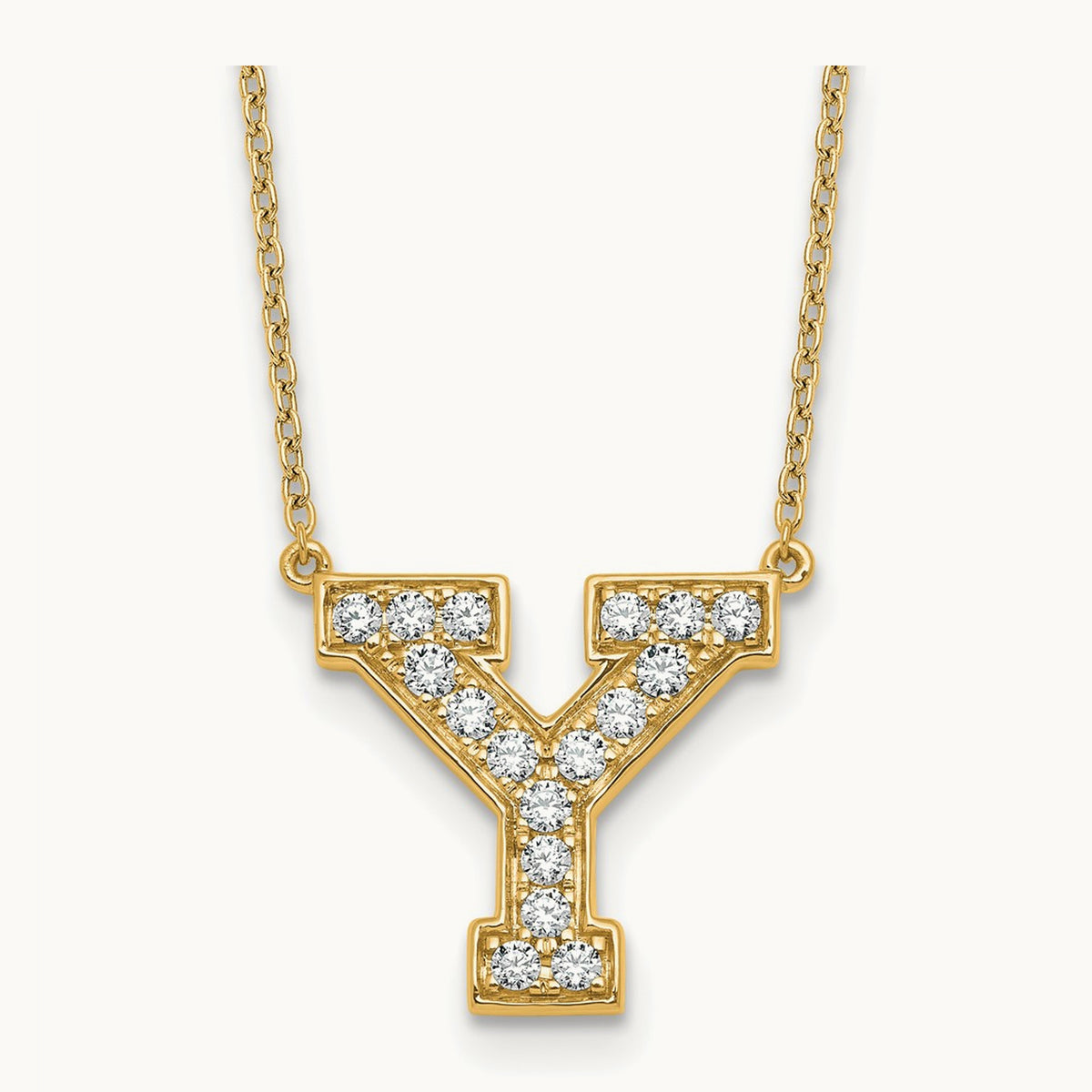 Initial Necklace — 14K Yellow Gold, Y, 3/8 ct
