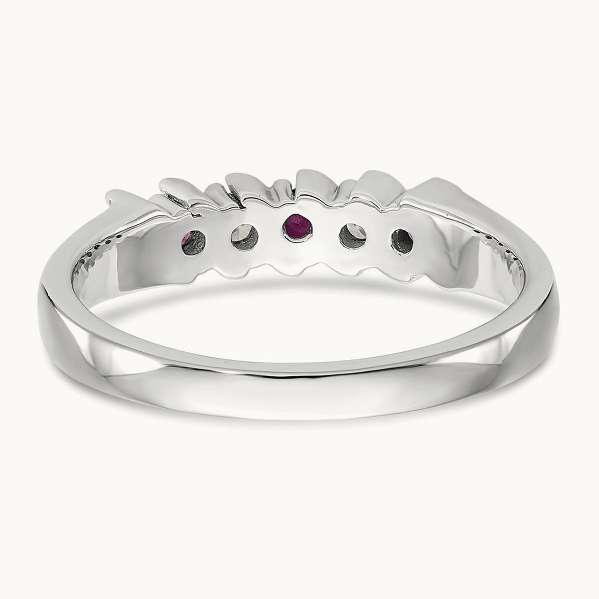 Diamond with Ruby Band — 14K White Gold, 0.09 ct, 7