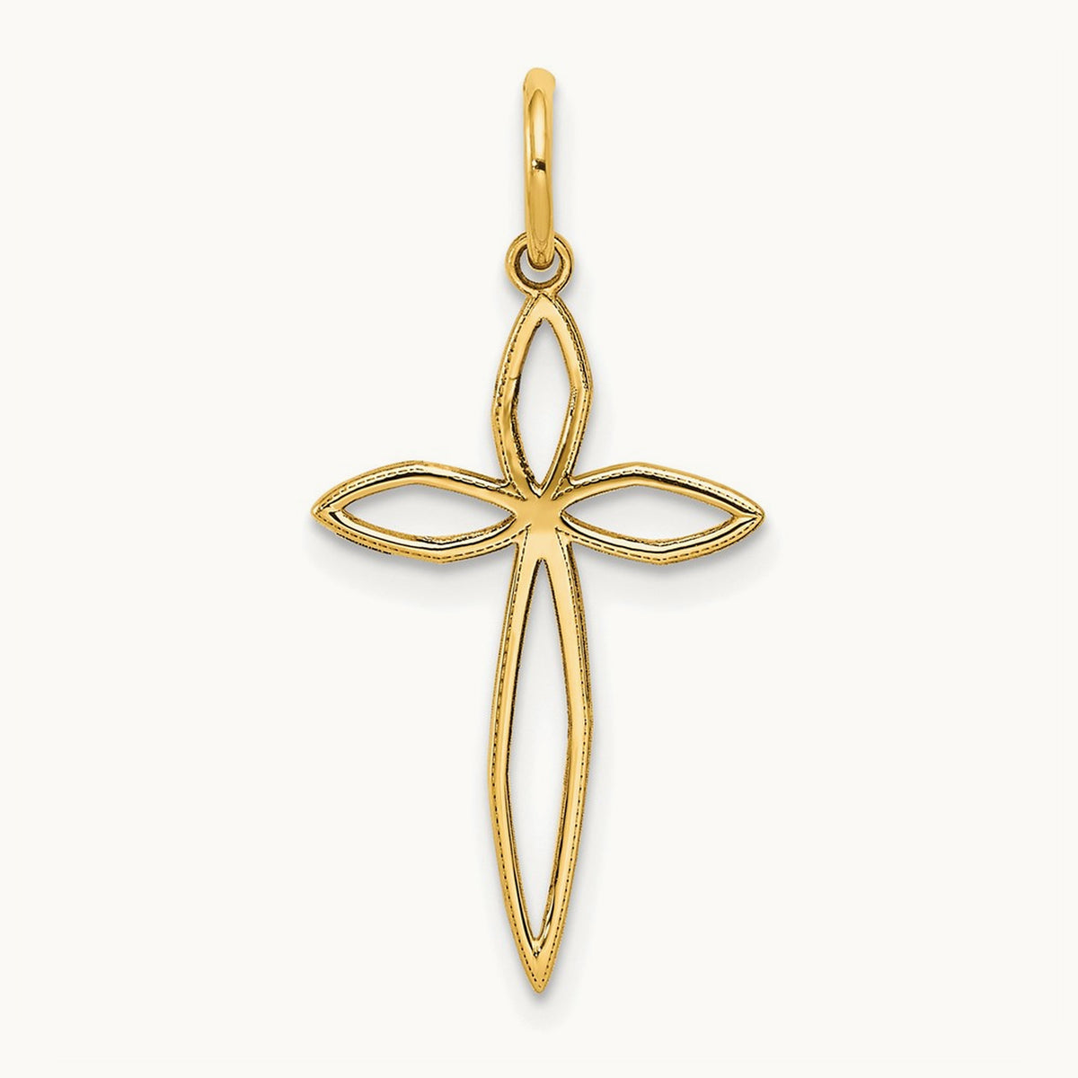Laser Designed Passion Cross Charm, 14K