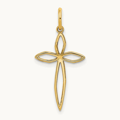 Laser Designed Passion Cross Charm, 14K