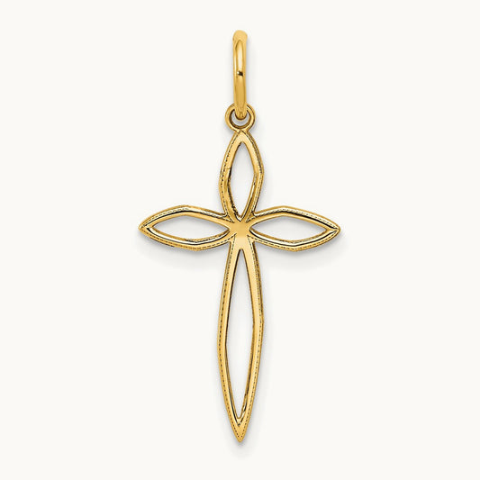 Laser Designed Passion Cross Charm, 14K