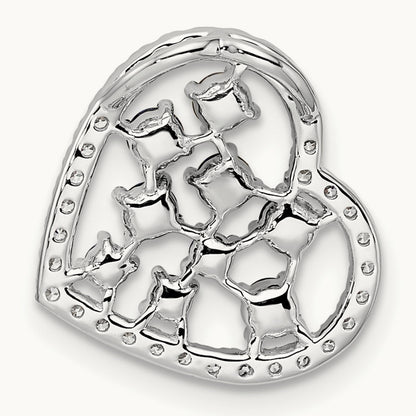 Polished Diamond and Pink Tourmaline Heart Chain Slide, 14K White Gold