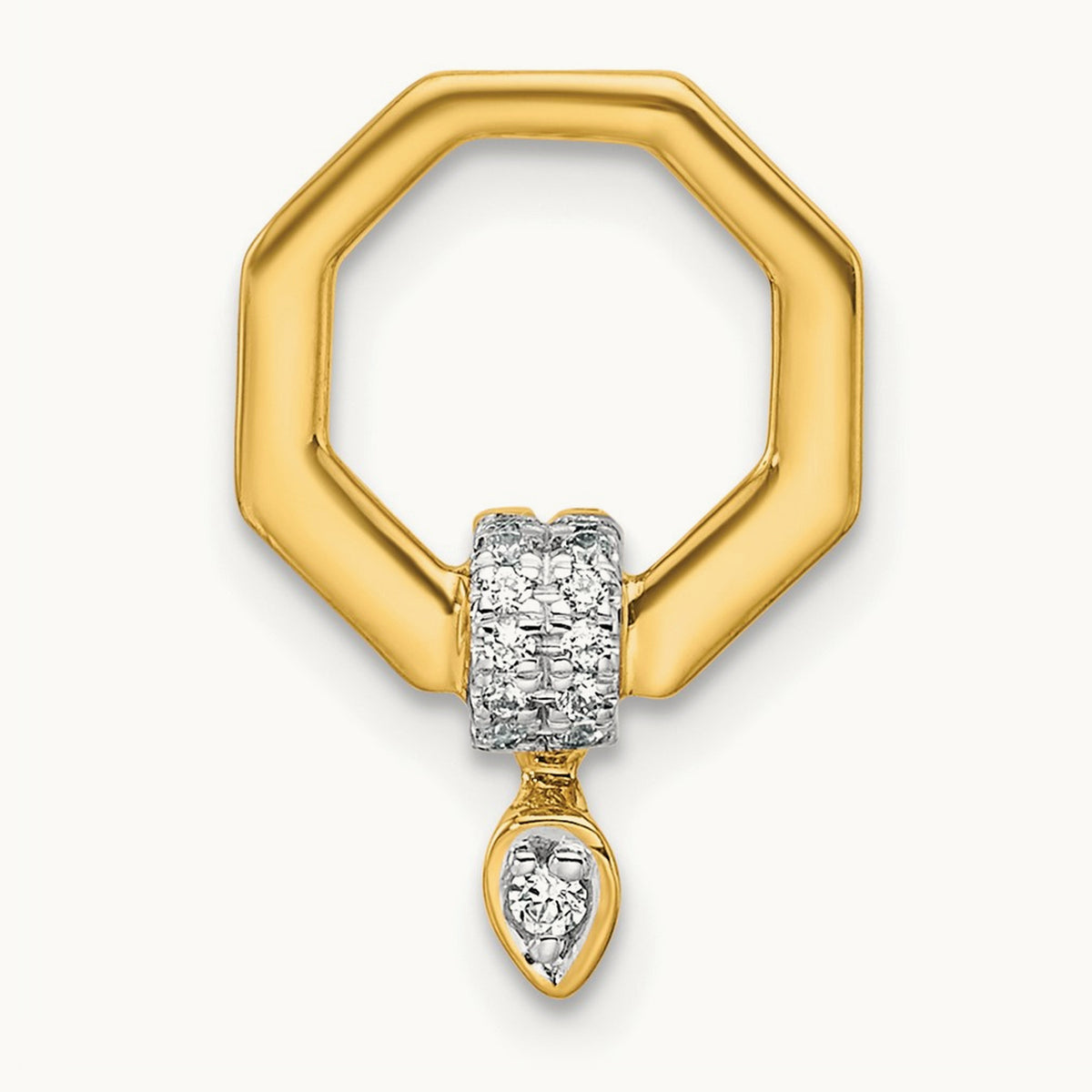 Polished Diamond Octagon Chain Slide, 14K