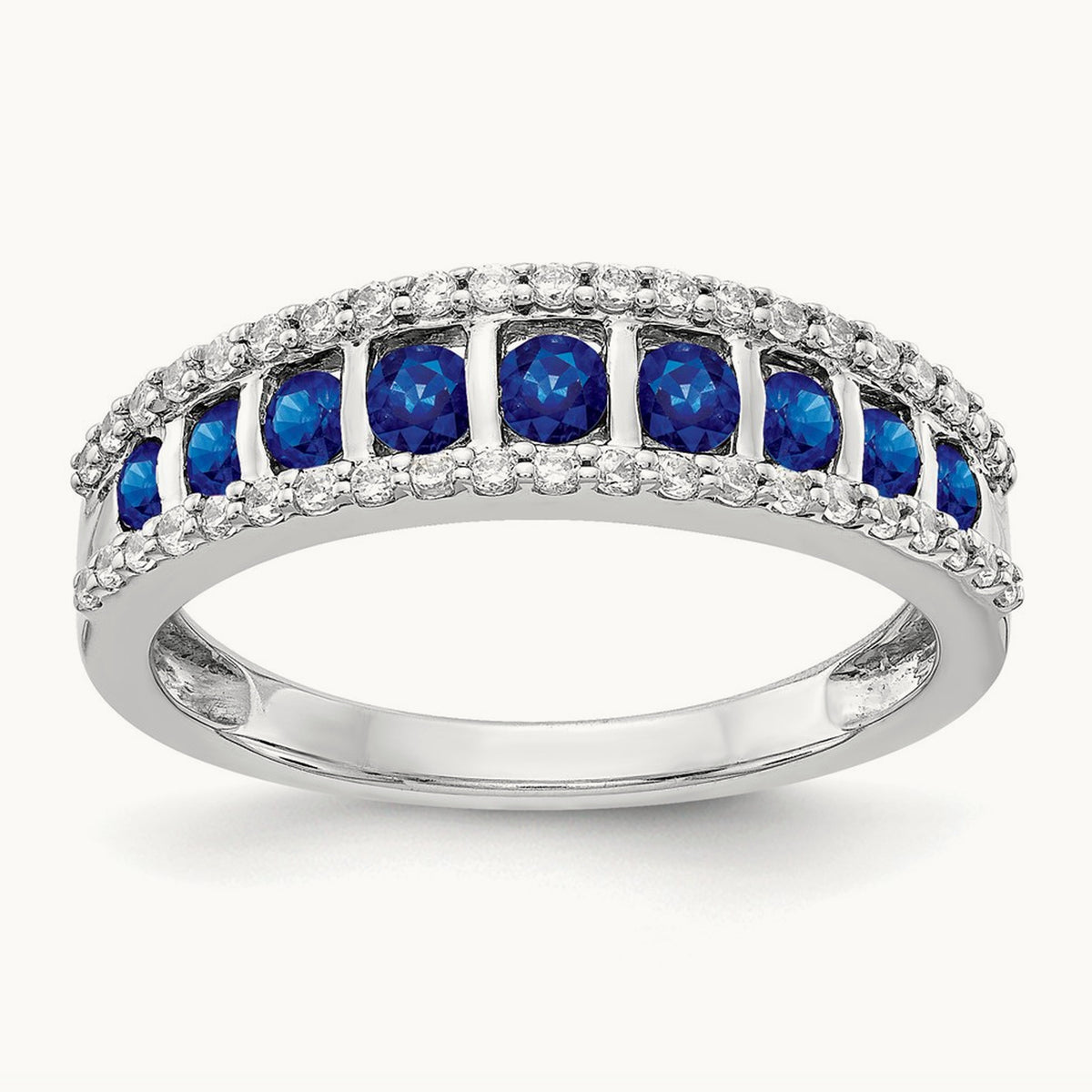 Diamond and Sapphire Fancy Ring, 14K White Gold