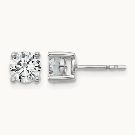 1/2ct Cert Lab Grown Diamond VS+ F+ Round Complete Stud Earrings, 18K White Gold