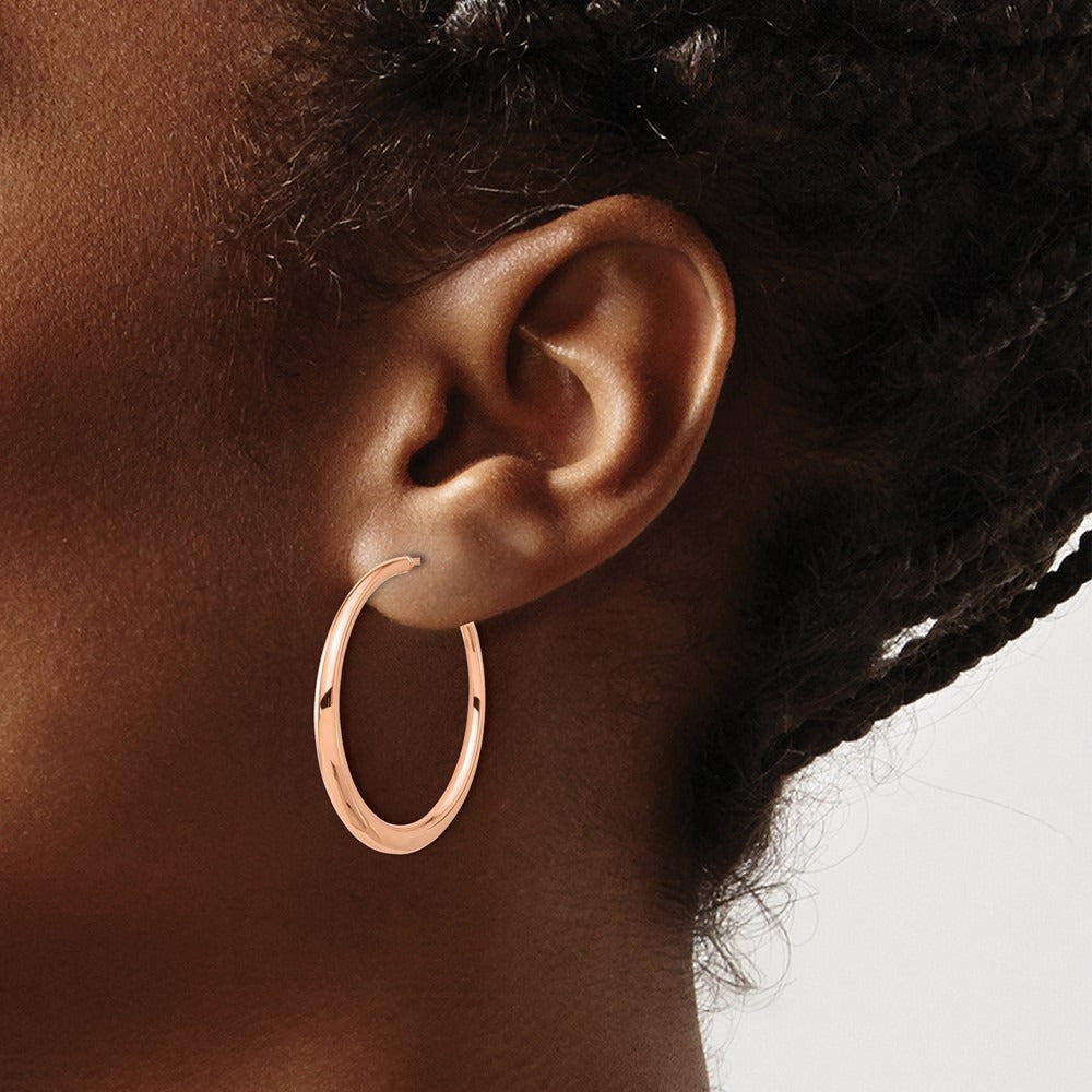 Polished Hoop Post Earrings — 14K Rose Gold