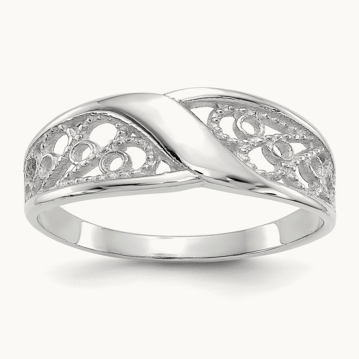 Filigree Ring, 14K White Gold