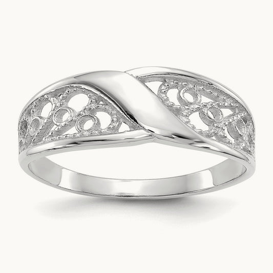Filigree Ring, 14K White Gold