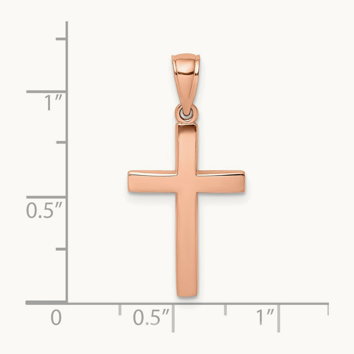 Polished Beveled Cross Charm — 14K Rose Gold