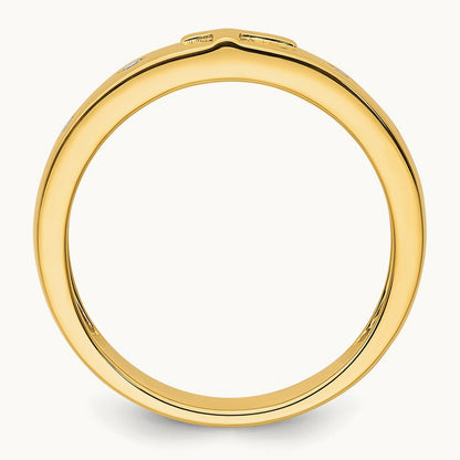 Cross Diamond Mens Complete Wedding Band, 14K