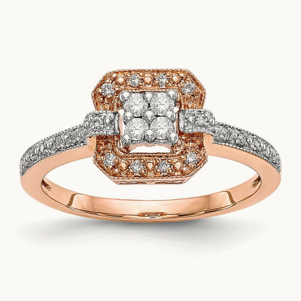 Complete Diamond Cluster Engagement Ring — 10K Rose Gold, 7