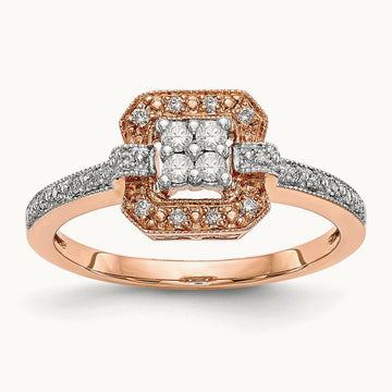 Complete Diamond Cluster Engagement Ring — 10K Rose Gold