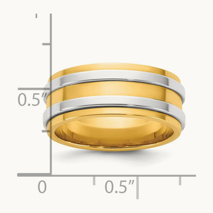 Y/W Double Banded Wedding Band, 8mm, 14K Two-tone