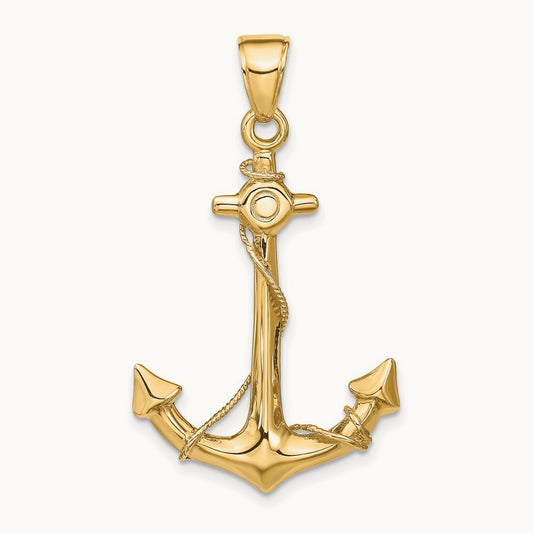 3-D Anchor with Rope Pendant — 39mm