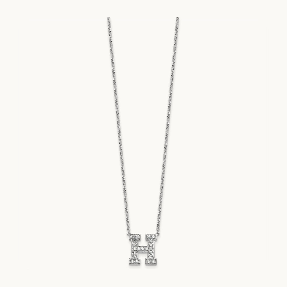 Initial Necklace — 14K White Gold, H, 1/2 ct