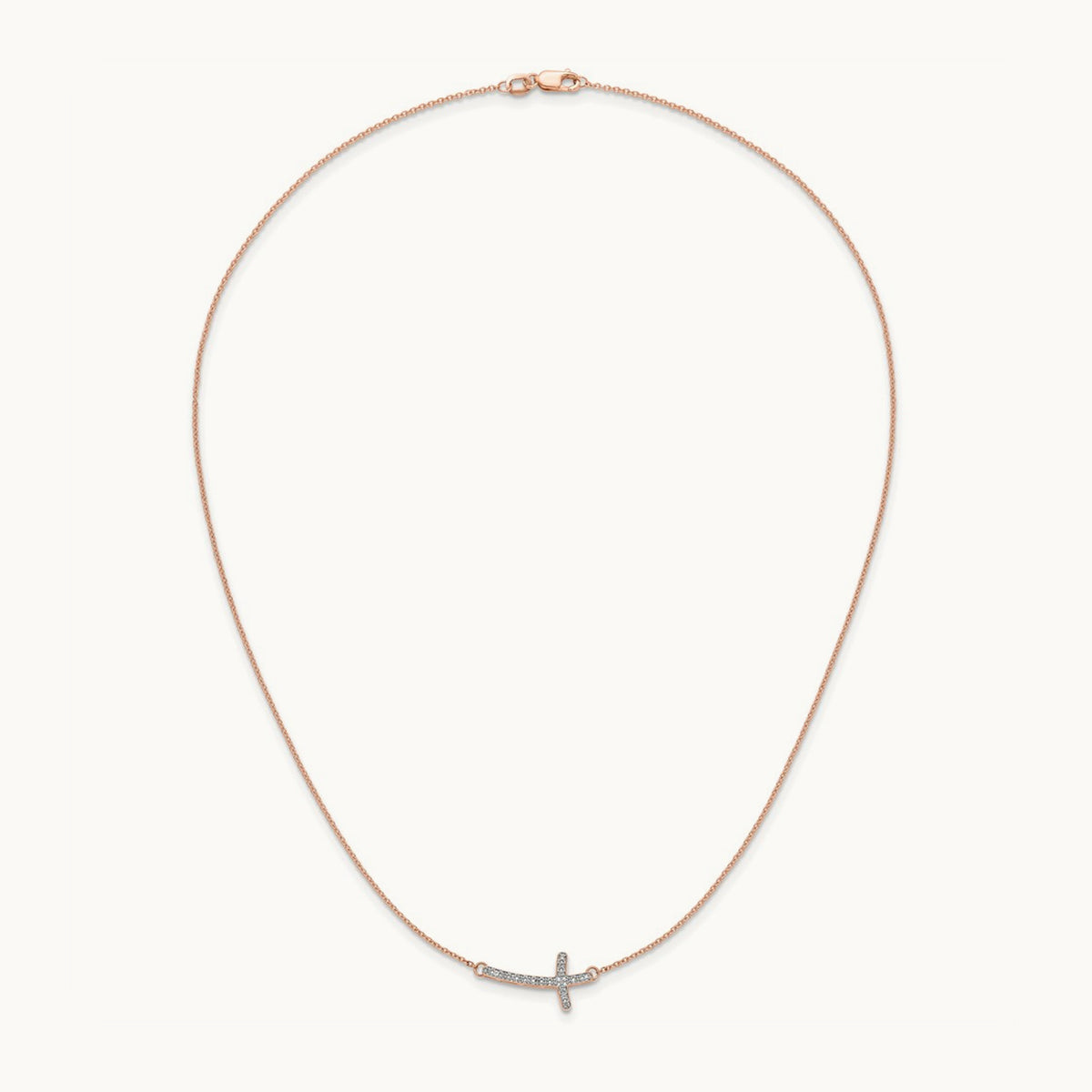 Diamond Sideways Cross 18in Necklace