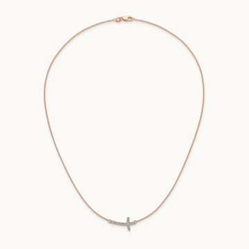 Diamond Sideways Cross 18in Necklace