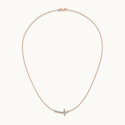 Diamond Sideways Cross 18in Necklace