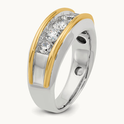 IBGoodman Men's Polished 5-Stone Diamond Ring, 14K Two-tone
