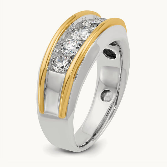 IBGoodman Men's Polished 5-Stone Diamond Ring, 14K Two-tone