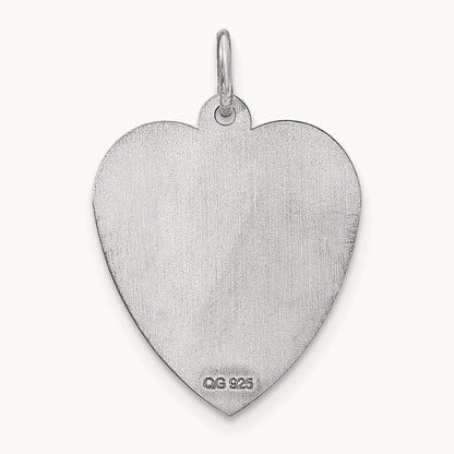 Heart Disc Name Charm, 14K White Gold