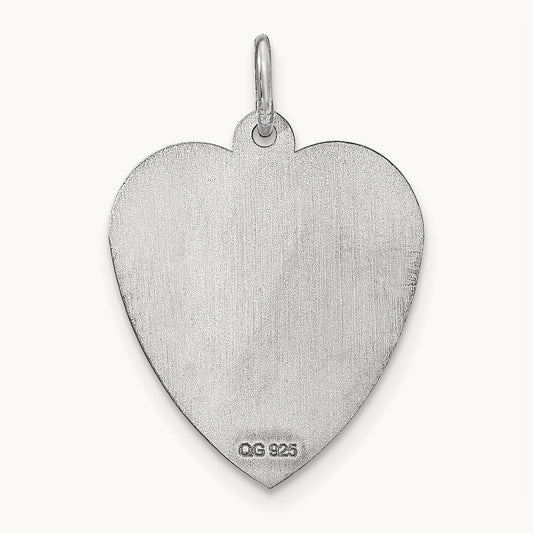 Heart Disc Name Charm, 14K White Gold