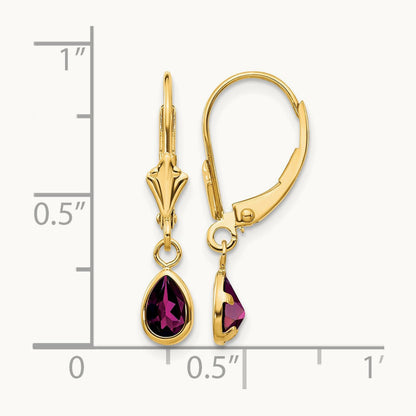 6x4mm Rhodolite Garnet/June Earrings — 14K Yellow Gold