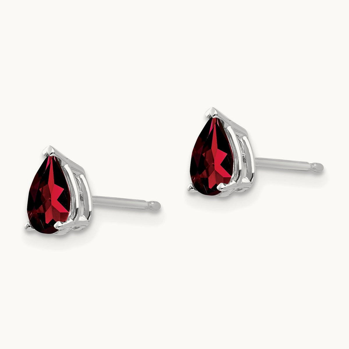 6x4mm Pear Garnet Earrings, 14K White Gold