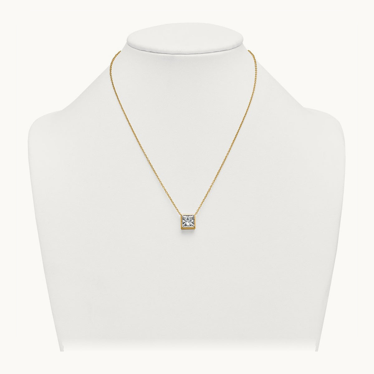 Princess Bezel Set Pendant, 1.00-4.00 ct tw Lab-Grown Diamond — 4 ct, 14K Yellow Gold