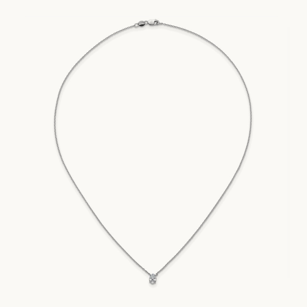 Oval Pendant Necklace, 0.25-4.00 ct tw Lab-Grown Diamond — 1/2 ct, VS (Best), 14K White Gold