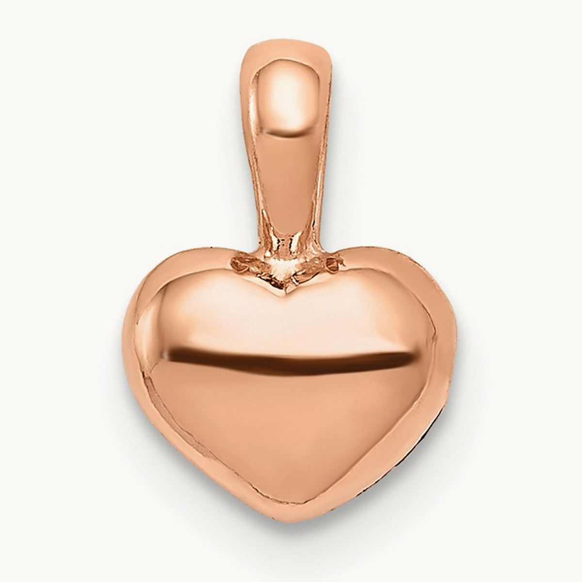 Polished Domed Heart Charm — 14K Rose Gold