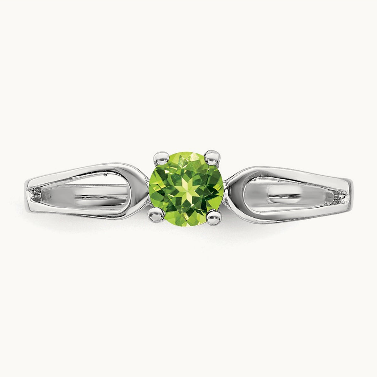 Peridot Ring — 14K White Gold