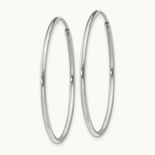 Polished Endless Tube Hoop Earrings, 1.20mm, 14K White Gold