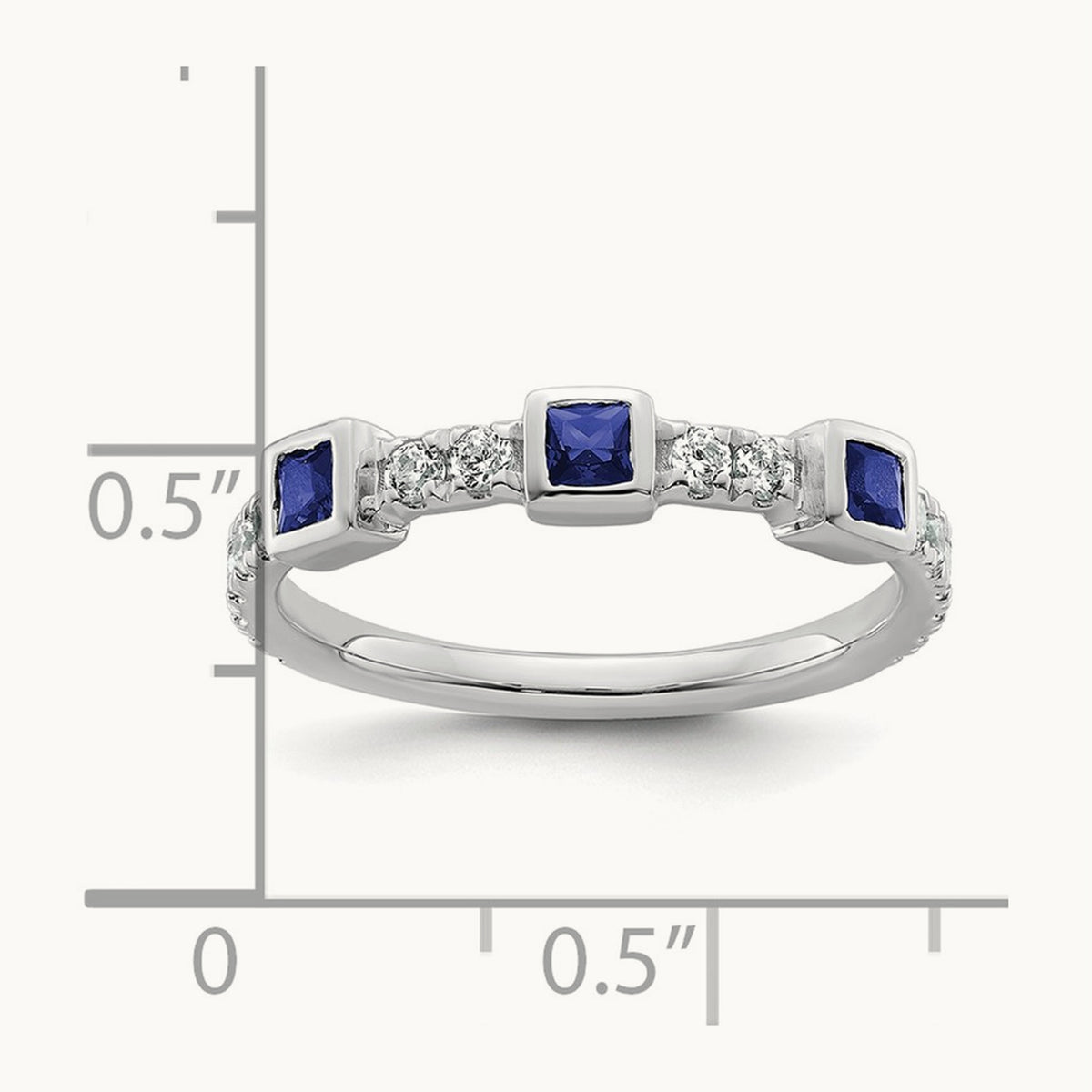 Polished Diamond and Sapphire Fashion Ring, 14K White Gold