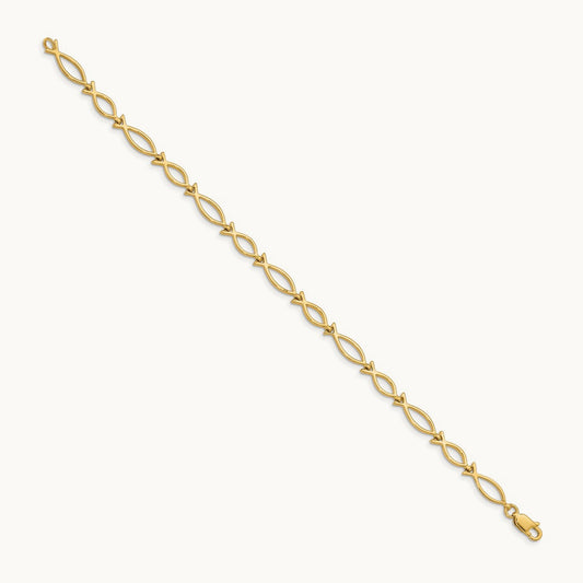 Religious Icthus (Fish) Bracelet, 5mm, 14K