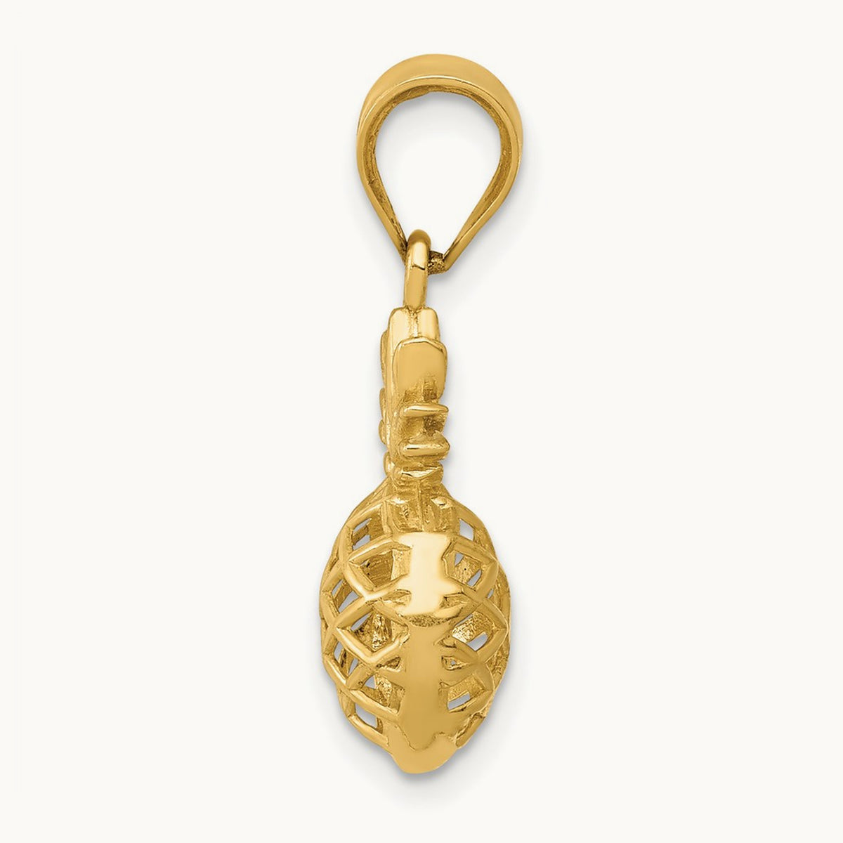 Polished 3D Pineapple Pendant — 14K Yellow Gold