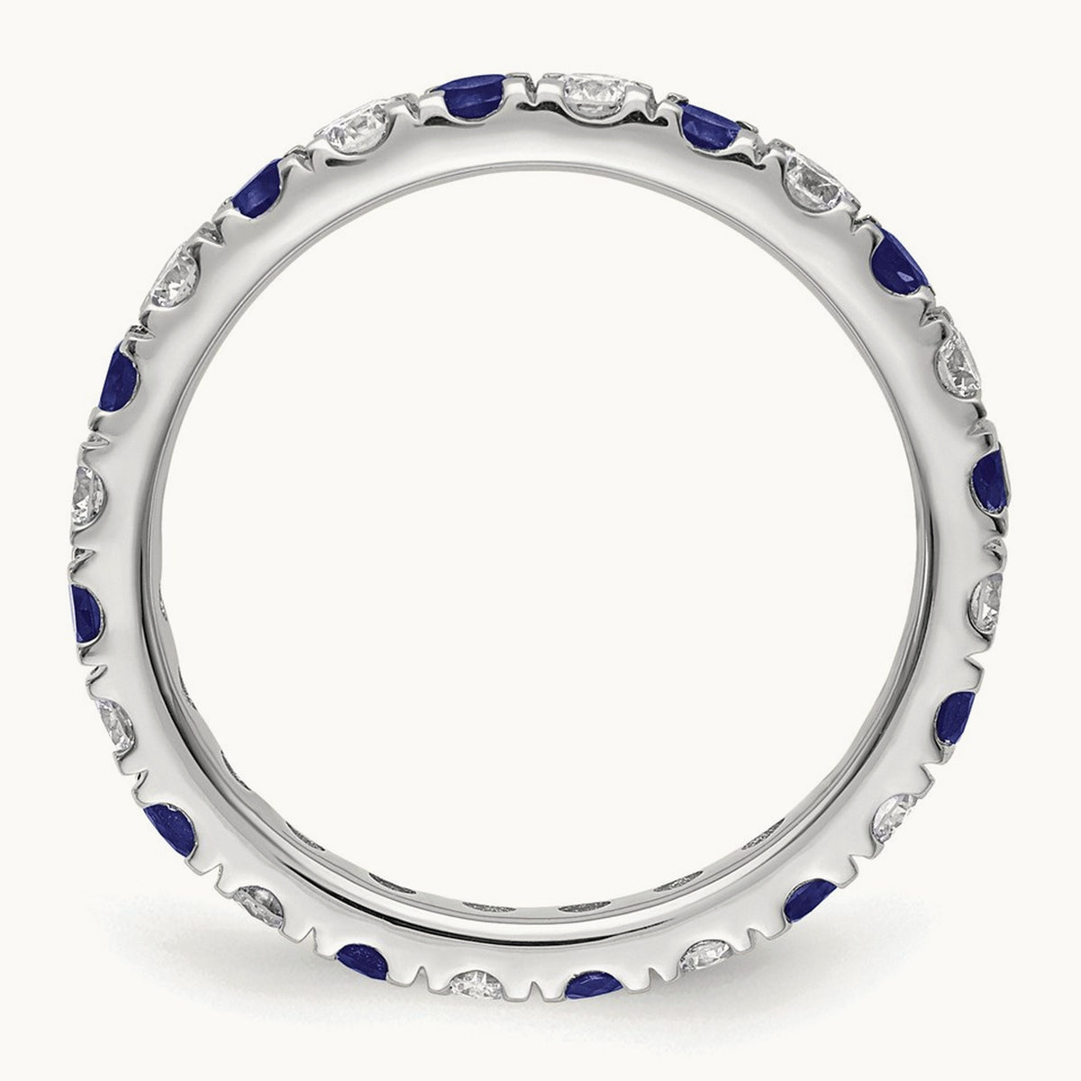 Created Sapphire Eternity Band, 0.25-0.75 ct tw Lab-Grown Diamond — 14K White Gold