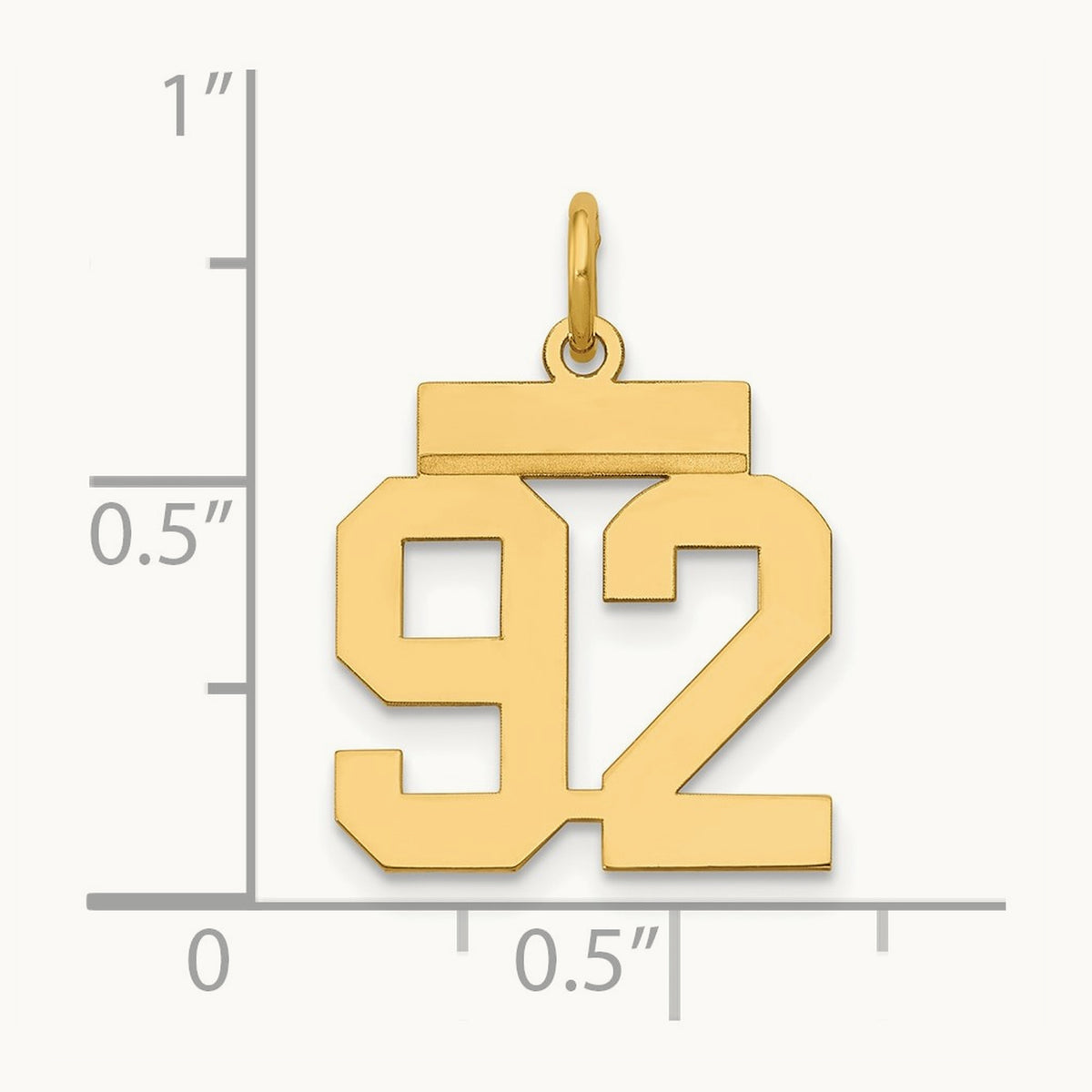 Small Polished Number 92 Charm, 14K