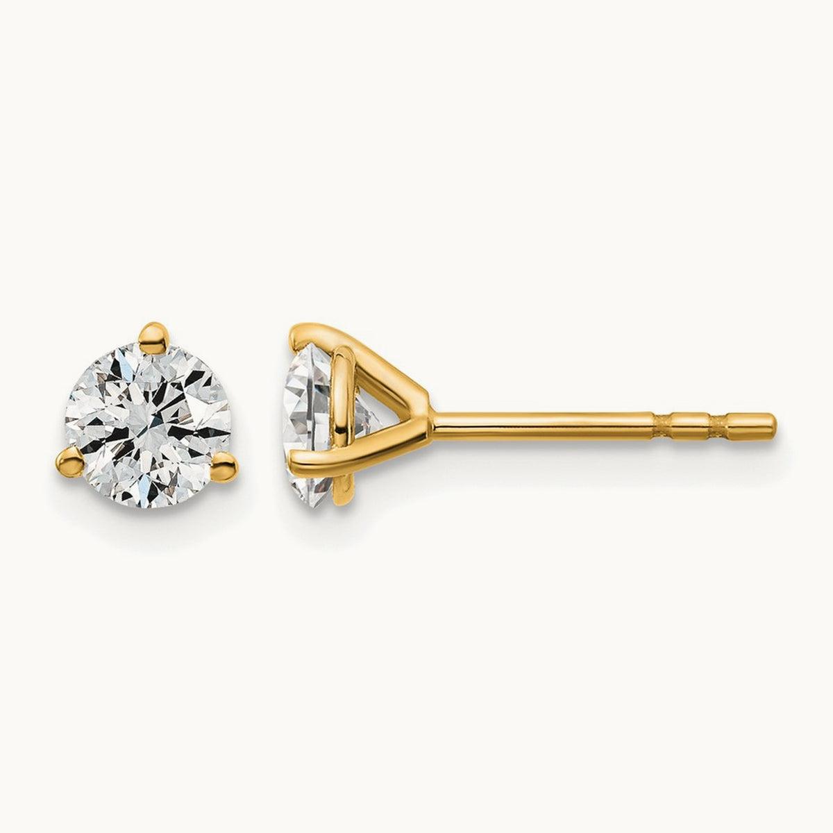 Round Stud Earrings, 0.10-6.00 ct tw Lab-Grown Diamond — 3/4 ct, 14K Yellow Gold