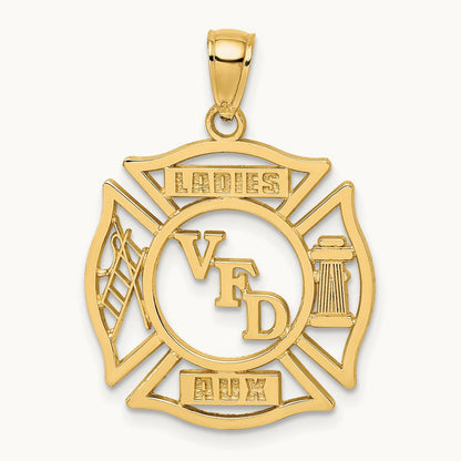 VFD Ladies AUX Shield Charm, 14K