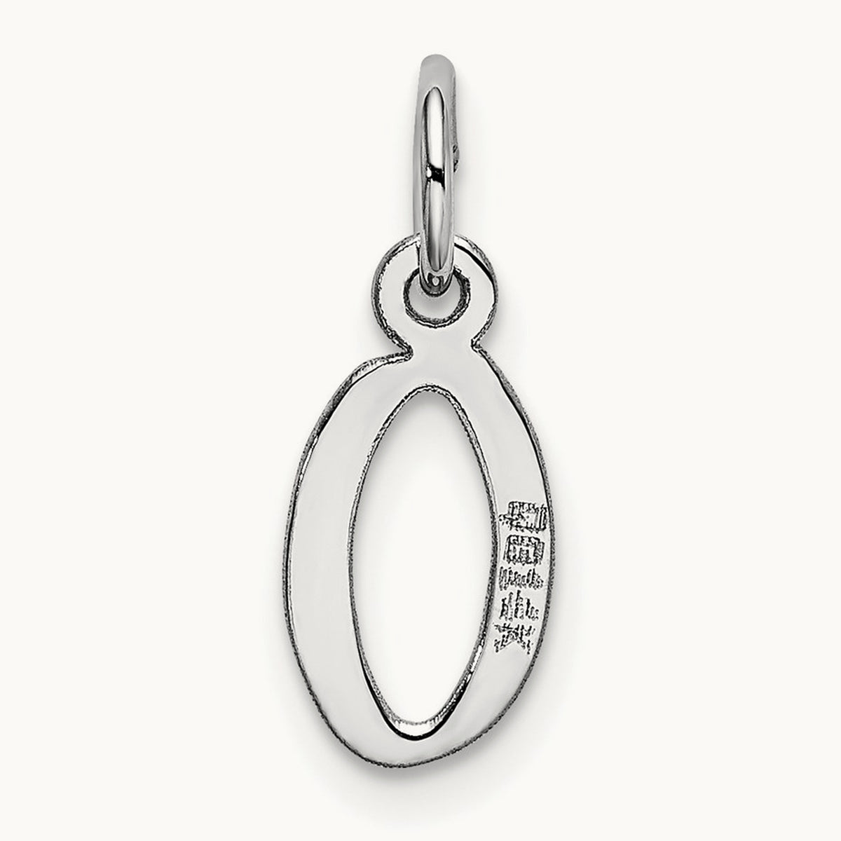 Small Slanted Block Initial Charm — 14K White Gold, O